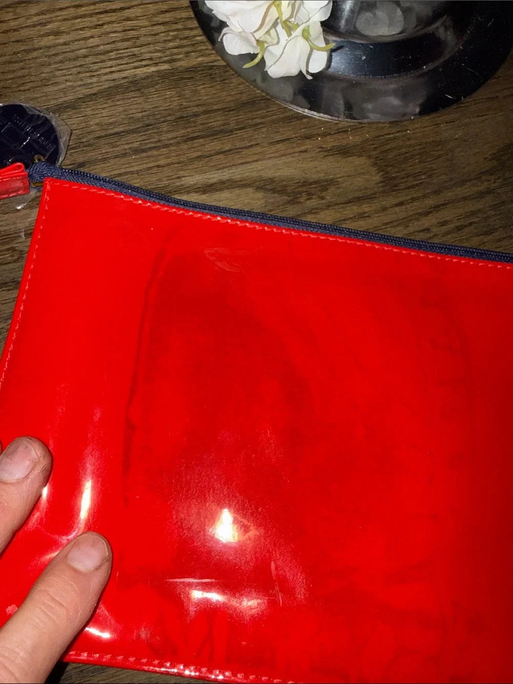 Estee Lauder Red and Navy Patent Cosmetic Pouch by Lisa Perry